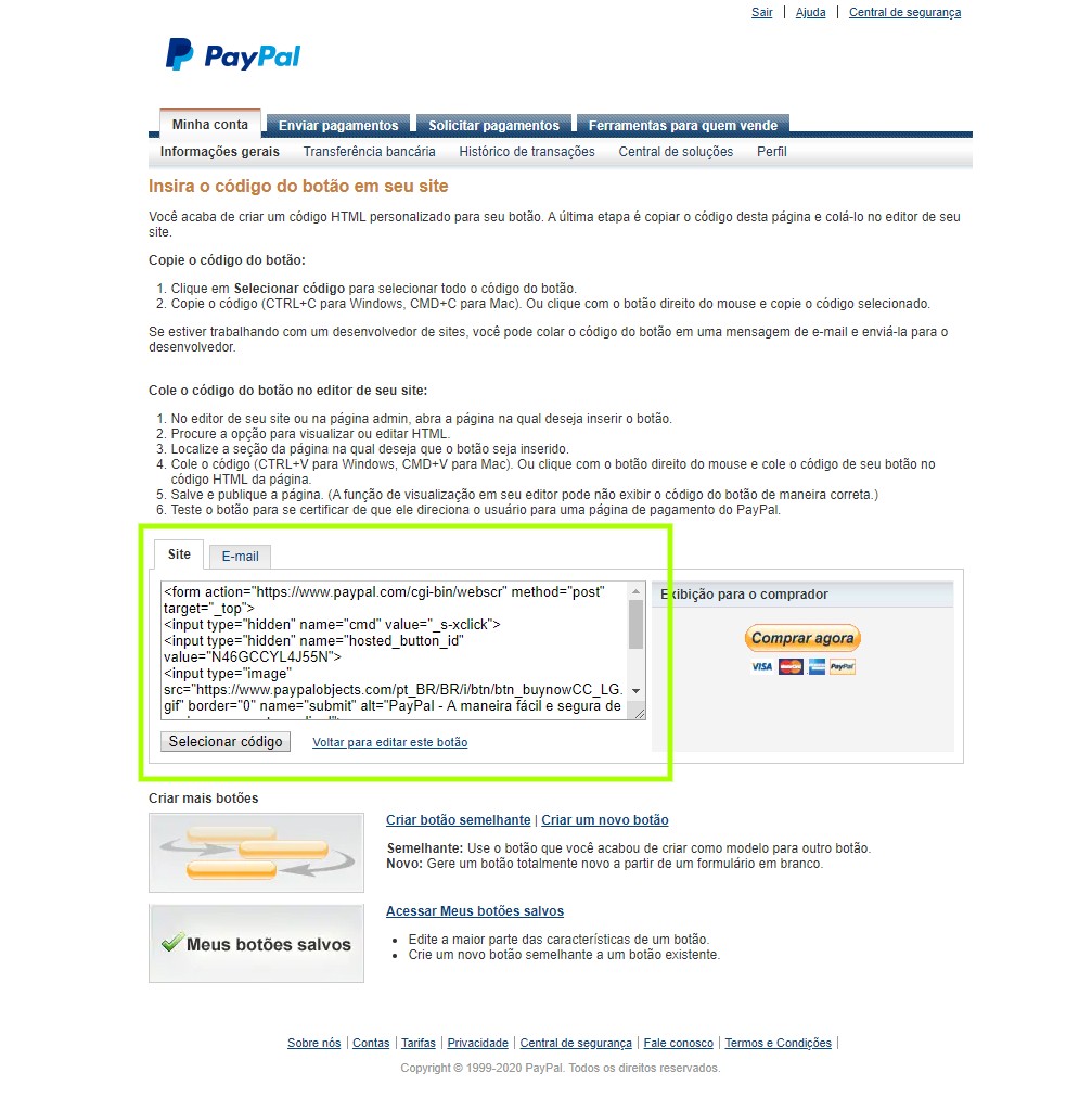 Como criar uma página simples para vender online com PayPal - Passo #8
