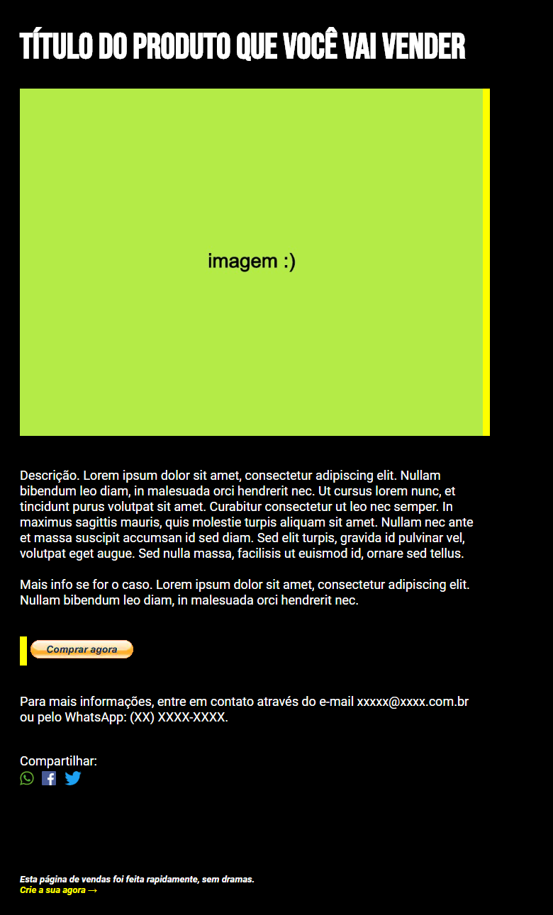 Template de página de vendas pronto pra usar com PayPal - Layout 2