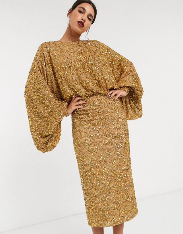 Vestido de paetês dourado ASOS - Onde comprar online